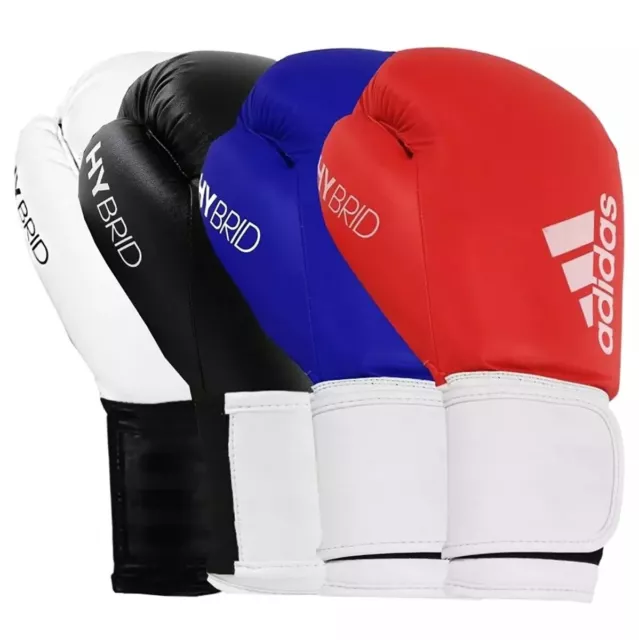 adidas Hybrid 100 Boxing Gloves Black White Red Blue Sparring Mens Kids Adult