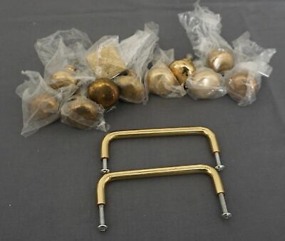 Mixed Vtg Solid Brass Knobs Cabinet Handles Drawer Pulls Lot of 12