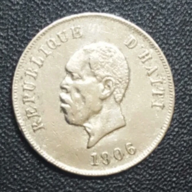 1906 Haiti 10 Centimes Cleaned Xf Old Coin KM 54