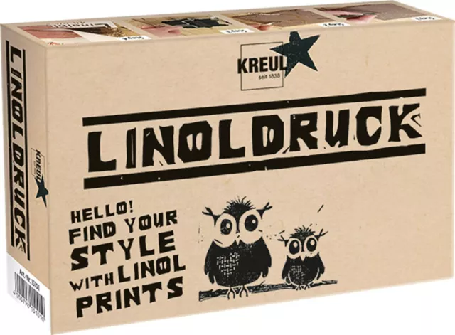 KREUL Linoldruck-Set Linoldruckfarbe Linolplatte Linolschnitt Kreativset Stempel