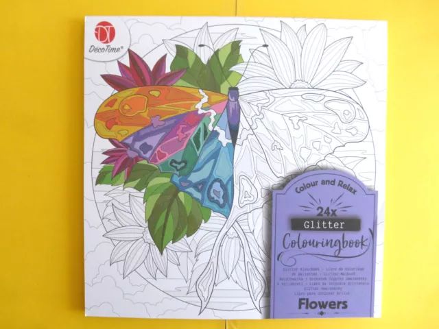 Malbuch für Erwachsene 24 Vorlagen Blumen & co Glitzer ca:21x21cm
