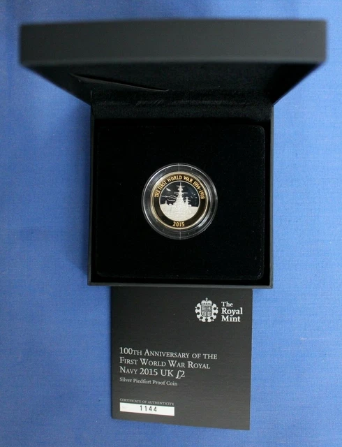 2015 Silver Piedfort Proof £2 coin "WWI - The Navy" in Case with COA