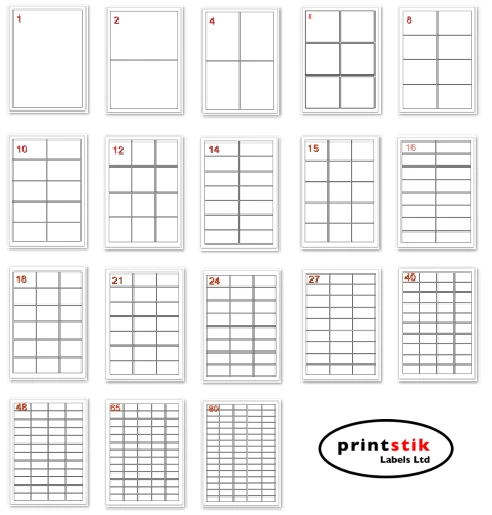 Labels - Self Adhesive Sticky A4 Address Labels Inkjet Laser Copier Printer Peel