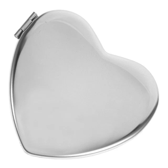 Miroir De Poche Double Face En Métal Argenté - Environ 7x7cm - Occasion Sans Emballage