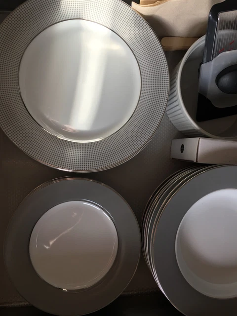 HOUSE FRASER CASA Couture Microdot Dinner Set New 24 Piece Grey