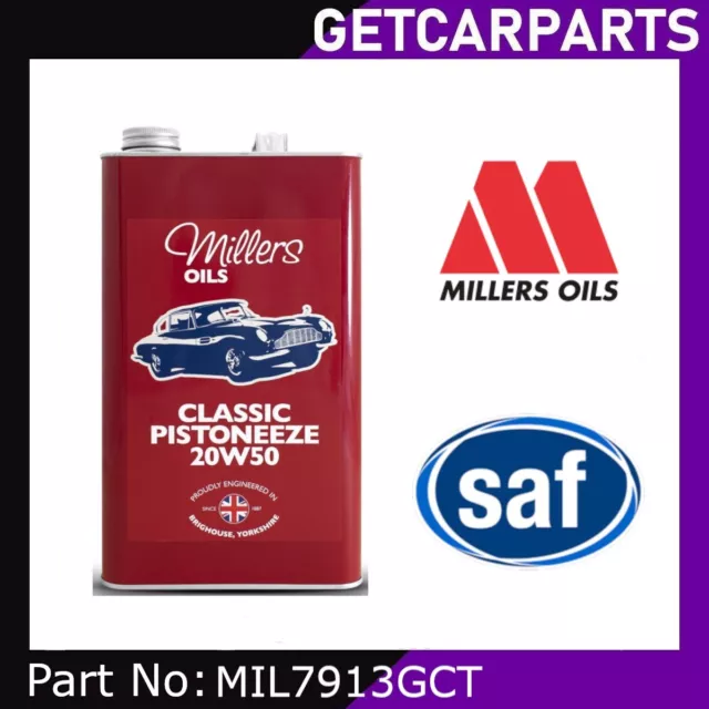 Millers Oils Classic Pistoneeze 20W-50 20W50 Mineral Engine Oil - 5 Litres 5L