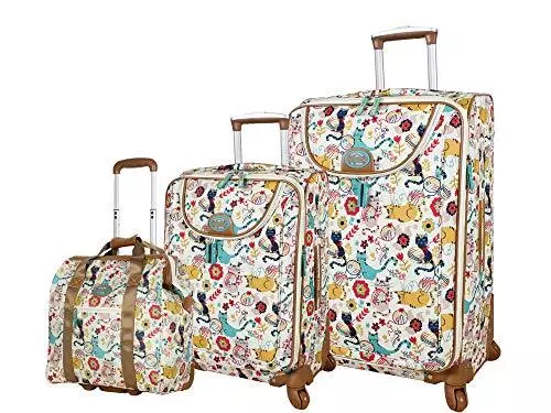 Lily Bloom Luggage 3 Piece Softside Spinner Suitcase Set Pattern Collection