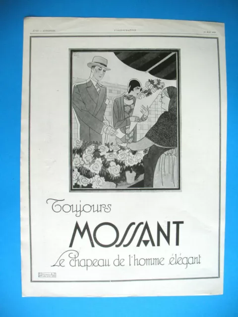 Publicite De Presse Mossant Chapeau Toujours Elegant Illustration Destruel 1929