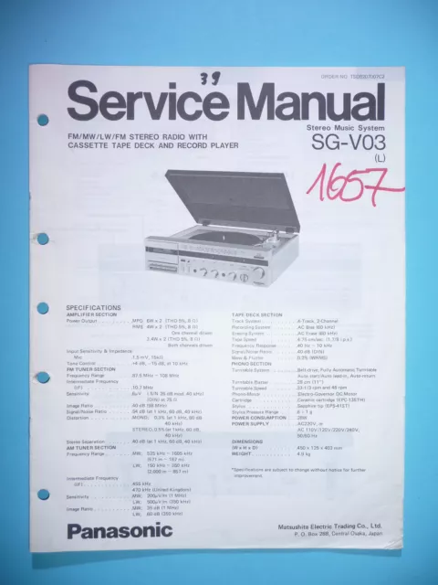 Service Manual Instructions for Panasonic SG-V03, Original
