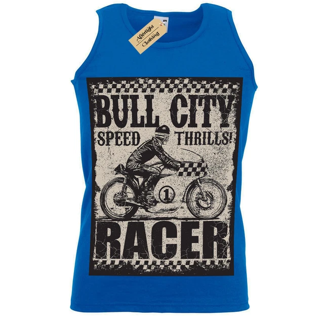 Bull Città T-Shirt Velocità Emozioni Racer Biker Moto Gilet Uomo