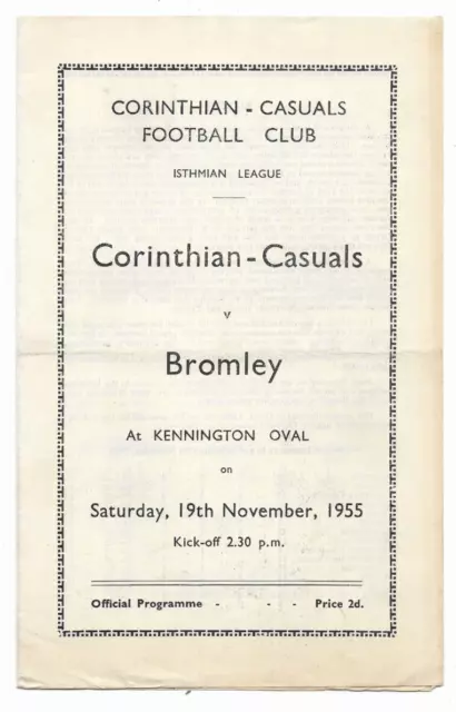 1955/56 Isthmian League - CORINTHIAN CASUALS v. BROMLEY (at Kennington Oval)