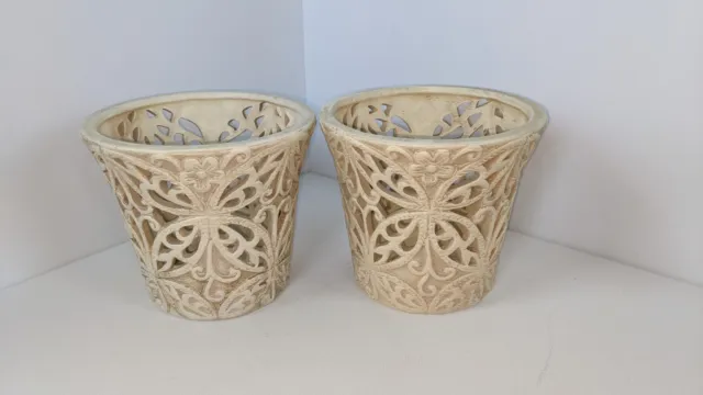 Set Of 2 Vintage Ceramic Sculpture Design Candle/Plant Holders made by Elements