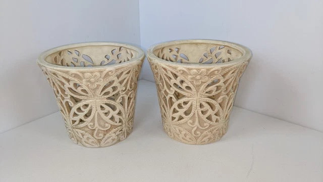 Set Of 2 Vintage Ceramic Sculpture Design Candle/Plant Holders made by Elements