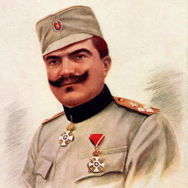 Vintage 1910s WWI Serbian Army Artillery Colonel Postcard Tchernoff