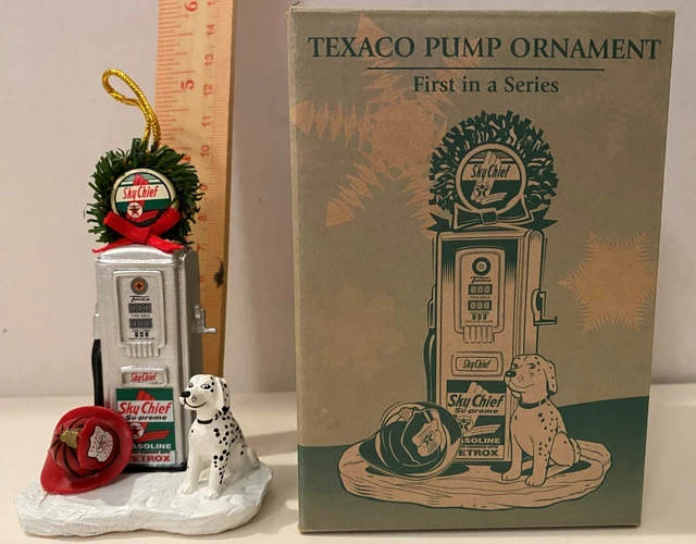 vintage collectible Texaco pump ornament with Dalmatian pup Ertl 1998