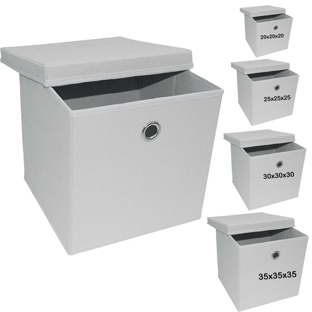 Foldable Fabric Cube with Lid Storage Boxes Collapsible Toys Books Organizer