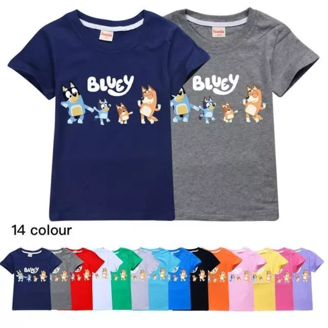 T-shirt bambini bingo stampa blu maniche corte ragazzi ragazze estate spiaggia top