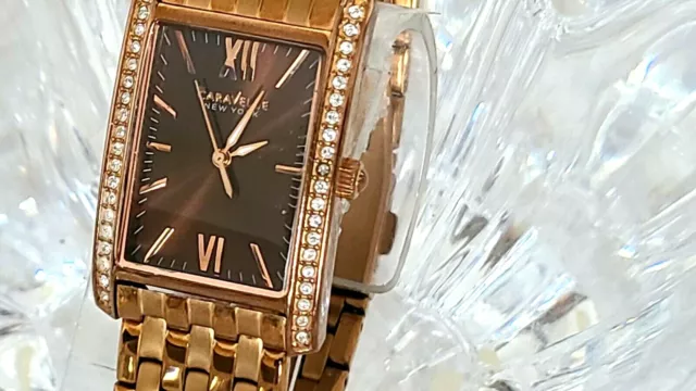 Caravelle New York Rose Gold Crystal Bezel Womens Watch 44L120 ( 335)