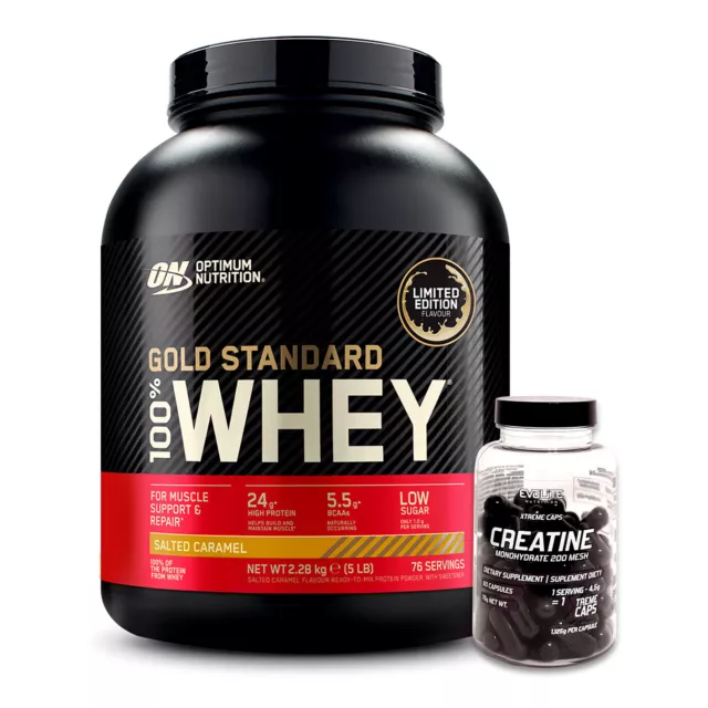 Optimum Nutrition 100% Whey Gold Standard 2270g Bonus Evolite Creatine Kapseln