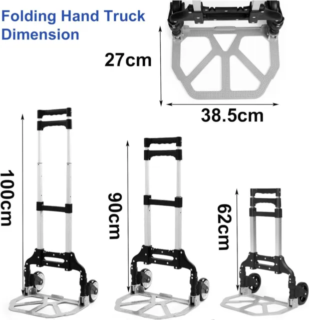 80kg Heavy Duty Folding Aluminium Hand Truck Trolley on Wheels Sack Cart 2