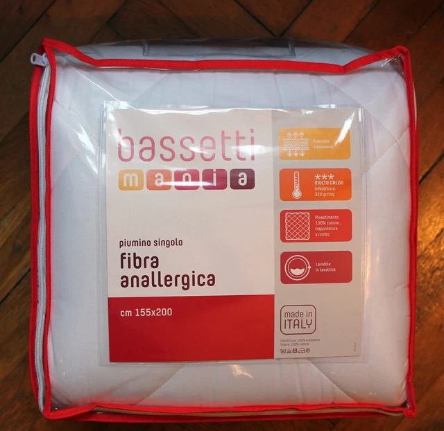 Piumino Singolo Bassetti Mania Fibra Anallergica 155 X 200 Poliestere Nuovo