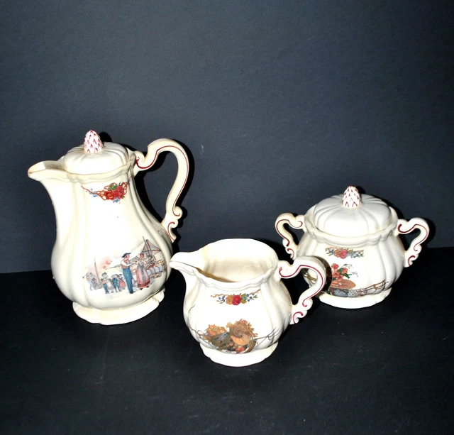 Service à Café Sarreguemines Grès – Motif Chardon Floral, Vintage France