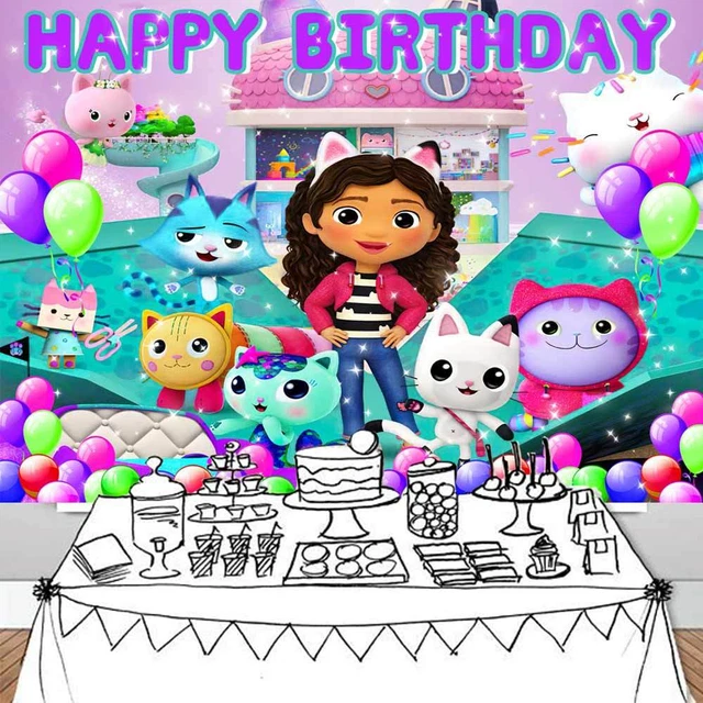 GABBY’S DOLLHOUSE HAPPY Birthday Backdrop Banner Background Cartoon
