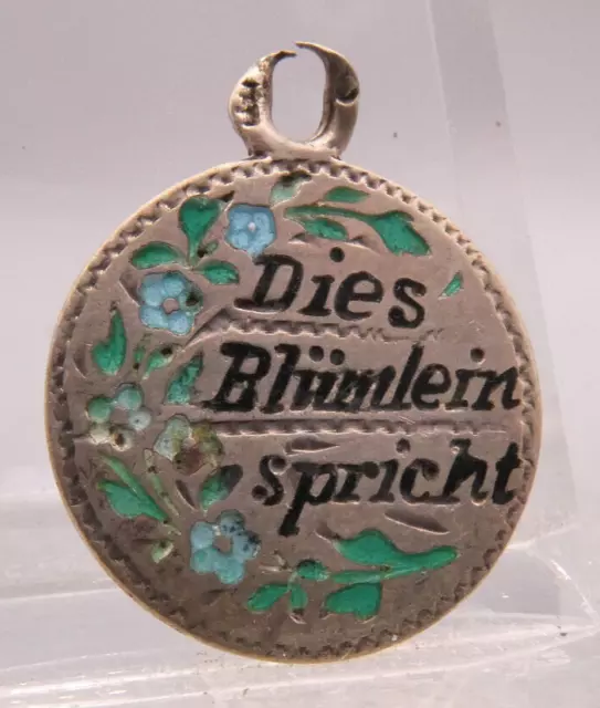 Anhänger Charm Silber 800 Jugendstil Art Nouveau färbiges EMAIL Blumen