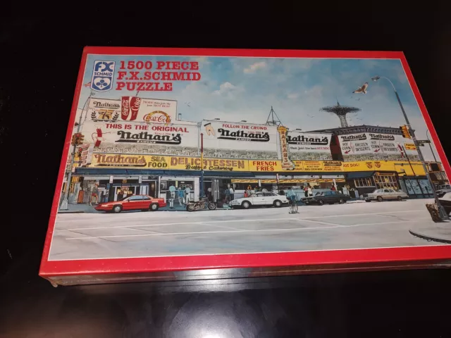 VINTAGE FX Schmid Puzzle 1500 Pc 1992 NATHAN'S  CONEY ISLAND (KEN KEELEY)