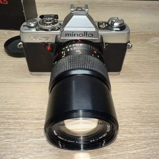 Rare Silver Mint Minolta XG7 35mm Film Camera Late Model w/MD 135mm Lens 3