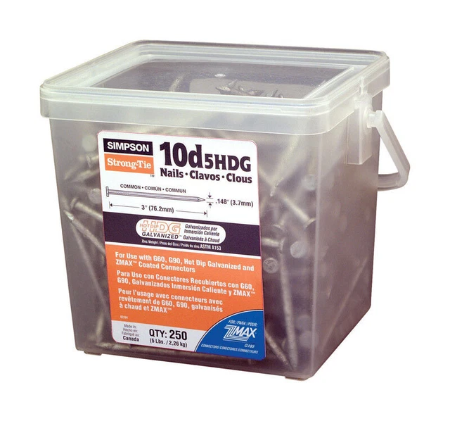 Simpson Strong-Tie 10D5HDG-R Hot Dip Galvanized Connector Nail 9 ga. x 3 in.