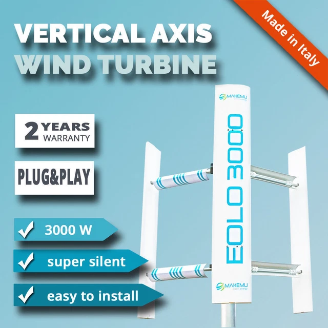 Generador de turbina eólica EOLO 3000W eje vertical casa jardín techo 3KW