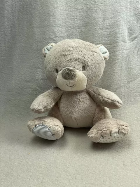 Mothercare bear comforter soft toy baby toy brownish grey with patches