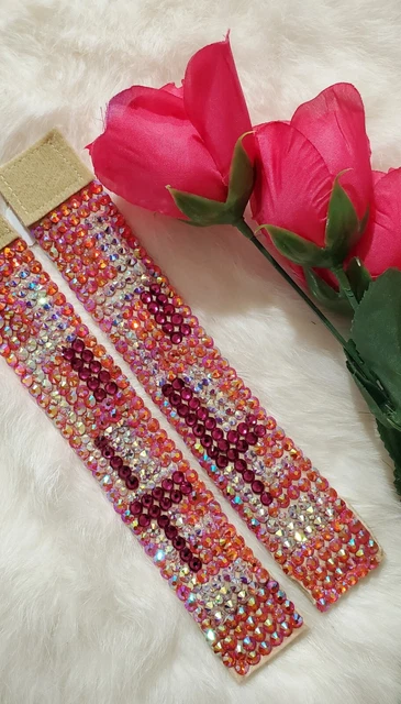 Cuffs 2 Bracelets Light Siam AB Fuchsia Crystals AB Ballroom Dance Jewelry