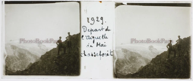 FRANCE Hunter Mountain Mountaine Mountaine 1929 Photo Stereo Glass Plate Vintage 2