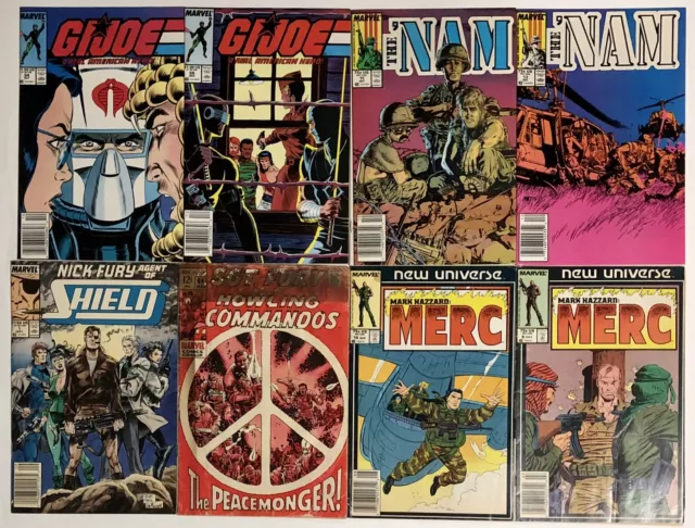 G.I. Joe, The ‘Nam, Nick Fury, Merc Lot Of 8 Marvel Military Comics