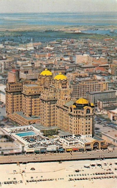 The Traymore Hotel On The Boardwalk Aerial View  Atlantic City, NJ Vtg Postcard