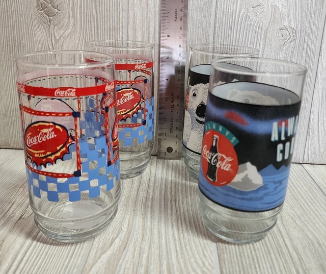 VINTAGE 4 COCA Cola Coke Polar Bear/Retro Glasses Red,White & Blue