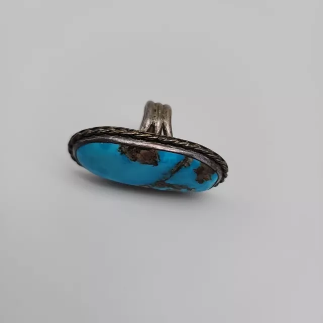 VINTAGE NATIVE AMERICAN Pawn Sterling Silver Turquoise Ring Size 7.5 ...
