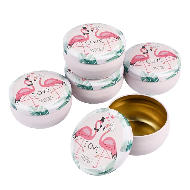5 pz lattine rotonde con coperchio candele decorative vetro caramelle