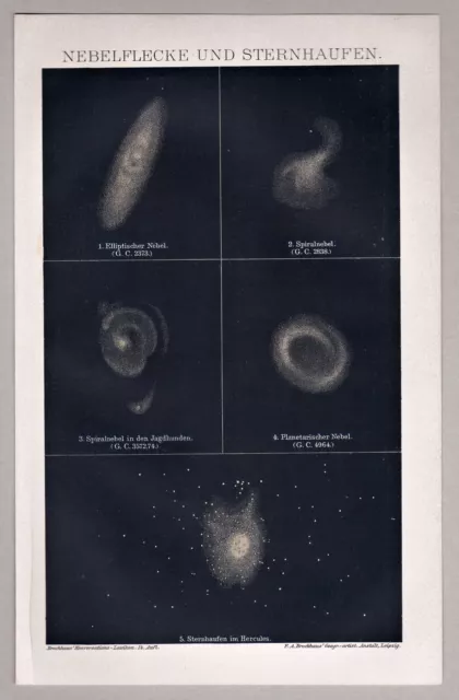 Astronomie, Sternhaufen, Kometen, Meteorsteine - 3 alte Drucke 1905