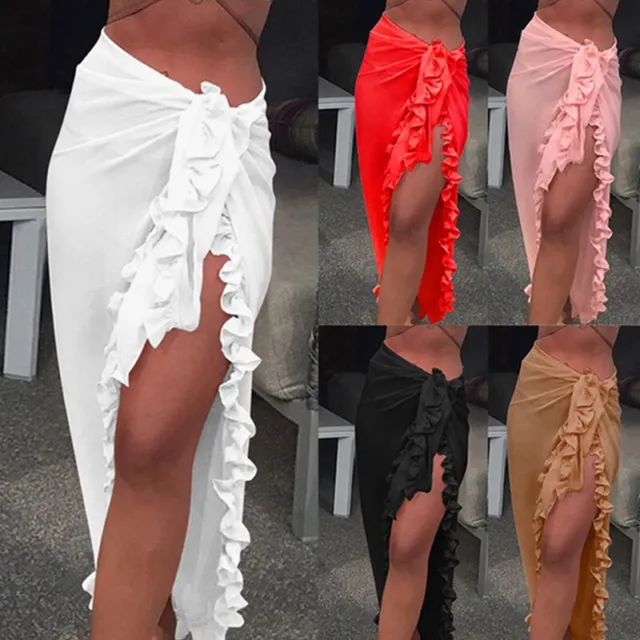 Vestido Tipo Pareo Para Mujer Traje De Baño Bikini Ropa De Playa Falda <