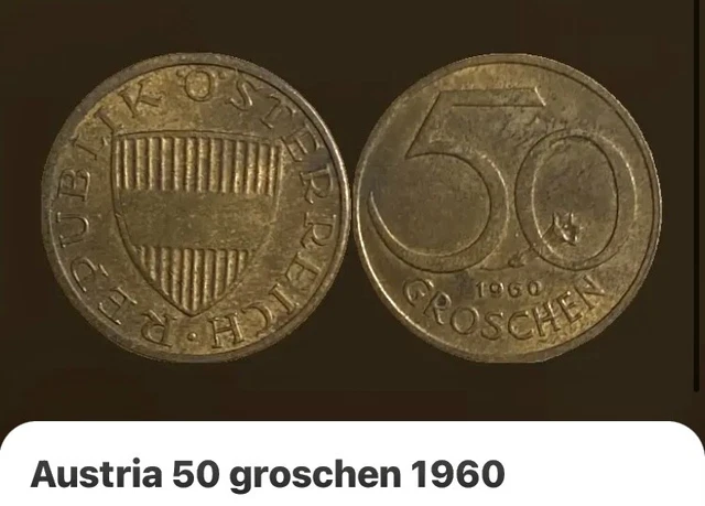 AUSTRIA 1960 - 50  Groschen Coin - Very Fine - aluminum/bronze