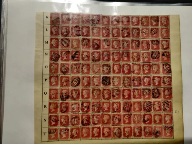 GB Victorian SG40 1d penny red Star line engraved Plate 67 qv postage stamps