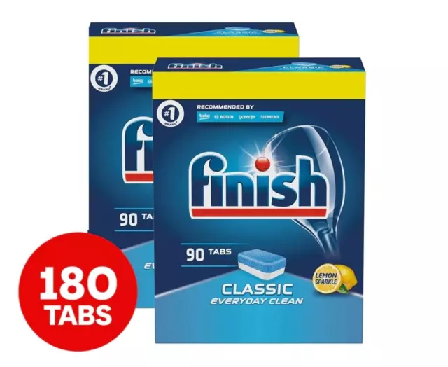 180 PACK Finish Classic Everyday Clean Dishwashing Tablets Lemon Sparkle