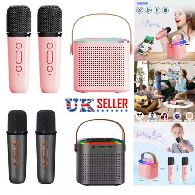 Karaoke Machine with 2 Wireless Microphones for Adults/Kids Bluetooth Speaker UK
