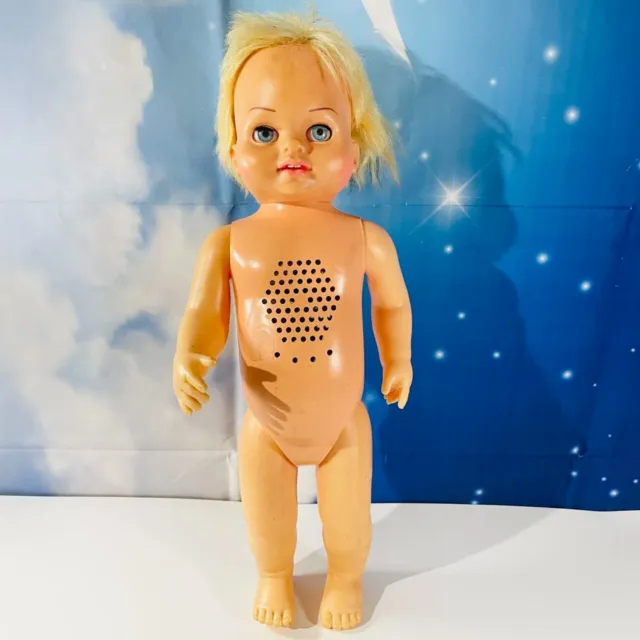 Vintage 1960 Mattel - Talking Chatty Baby Cathy Doll Vinyl Head 15" Not Working