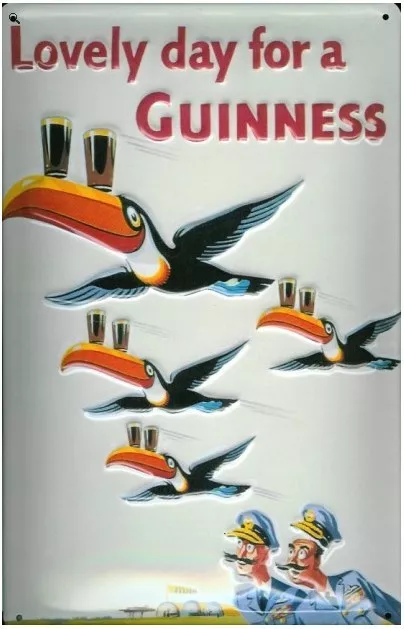 Guinness Flying Toucans mini metal sign / postcard   110mm x 80mm