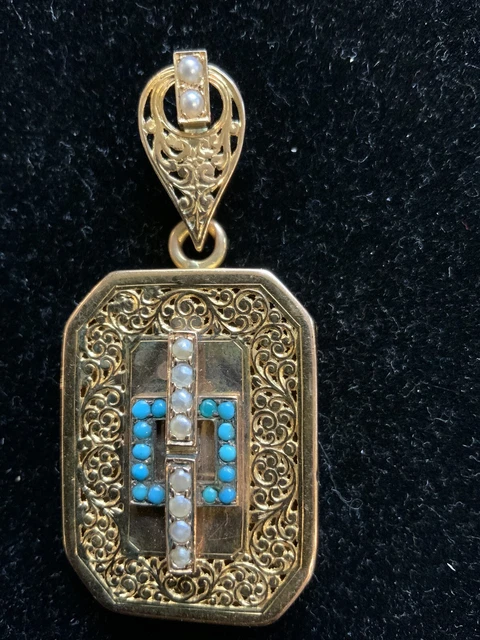 Pendentif En Or Jaune 18 Carats (750) Avec Turquoises - Occasion - Bijou Précieux