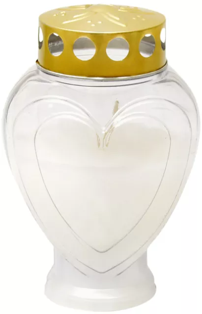 Lampada per Tomba Cuore Piccolo Bianco Lumino Candela Commemorativa